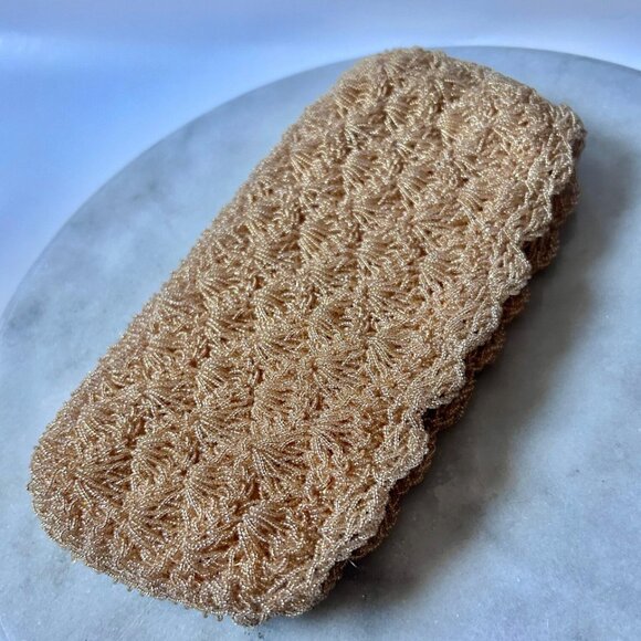 Golden Sand Beaded 1960s Zippered Clutch Purse - Picture 1 of 6